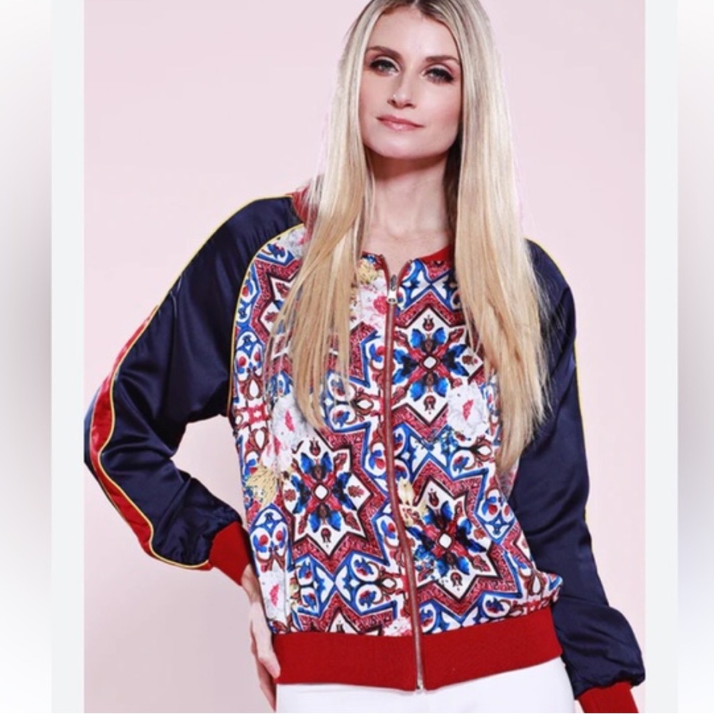 DOLCE CABO Multicolor Reversible Embroidered Bomber Jacket NWT!